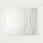 Elegante witte gouden zeshoek bijenkorf babyfeestj wandkleed (Voorkant (horizontaal))