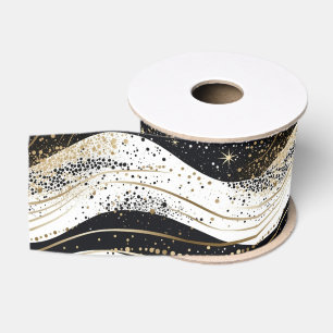 Elegante witte gouden zwarte Wavy strepen Grosgrain Lint