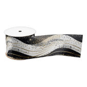 Elegante witte gouden zwarte Wavy strepen Satijnen Lint (Spoel)