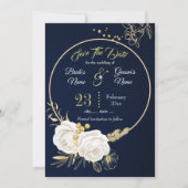 elegante witte goudvlek save the date (Voorkant)