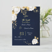 elegante witte goudvlek save the date (Staand voorkant)