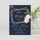 elegante witte goudvlek save the date (Staand voorkant)