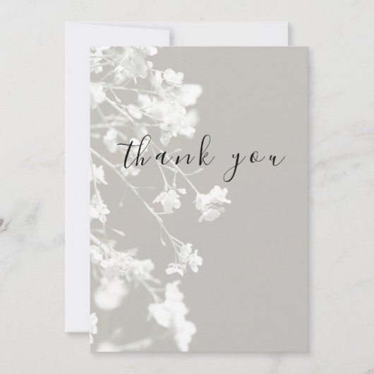 Elegante witte grijze bloemenflat dank u kaart (Voorkant)
