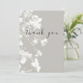 Elegante witte grijze bloemenflat dank u kaart (Staand voorkant)