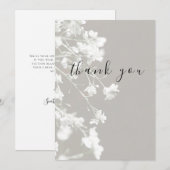 Elegante witte grijze bloemenflat dank u kaart (Voorkant / Achterkant)