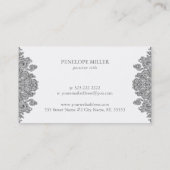 Elegante witte & grijze  bloemenwerveling visitekaartje (Achterkant)