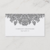 Elegante witte & grijze  bloemenwerveling visitekaartje (Voorkant)