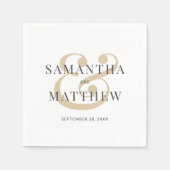 Elegante witte grijze gouden bruiloft servetten (Voorkant)