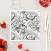 Elegante witte grijze zwarte bloemrijke aquarel  servet (Insitu)