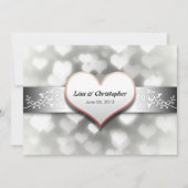 Elegante witte grijze zwarte kleuren bruiloft uitn kaart (Voorkant)