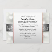 Elegante witte grijze zwarte kleuren bruiloft uitn kaart (Achterkant)