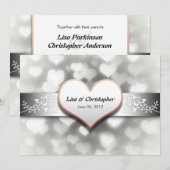 Elegante witte grijze zwarte kleuren bruiloft uitn kaart (Voorkant / Achterkant)