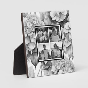 Elegante witte grijze zwarte waterverf bloemmotief fotoplaat