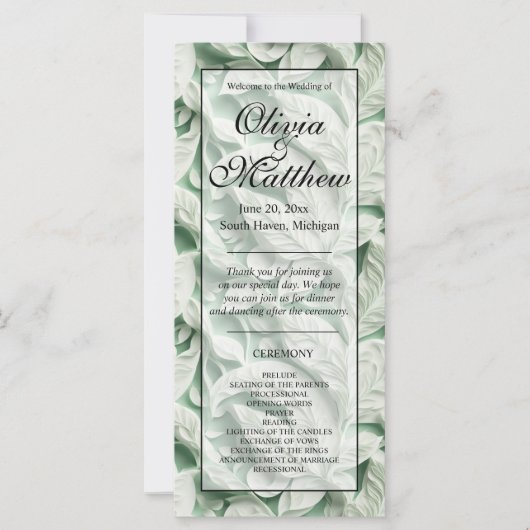 Elegante  witte groene bladkalligrafie (Voorkant)