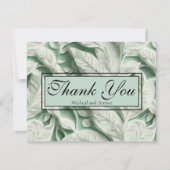 Elegante  witte groene bladkalligrafie bedankkaart (Voorkant)