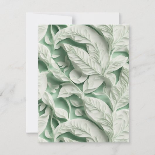 Elegante witte groene bladkalligrafie bedankkaart (Achterkant)