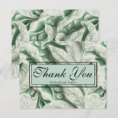 Elegante witte groene bladkalligrafie bedankkaart (Voorkant / Achterkant)