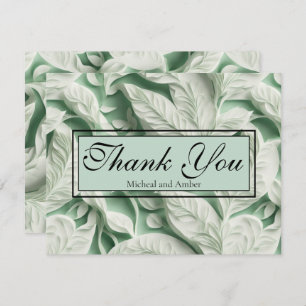 Elegante  witte groene bladkalligrafie bedankkaart