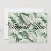 Elegante  witte groene bladkalligrafie bedankkaart (Voorkant)