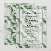 Elegante  witte groene bladkalligrafie kaart (Voorkant / Achterkant)