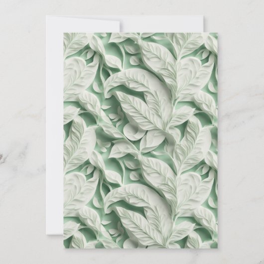 Elegante witte groene bladkalligrafie kaart (Achterkant)