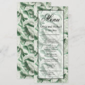 Elegante  witte groene bladkalligrafie menu (Voorkant / Achterkant)