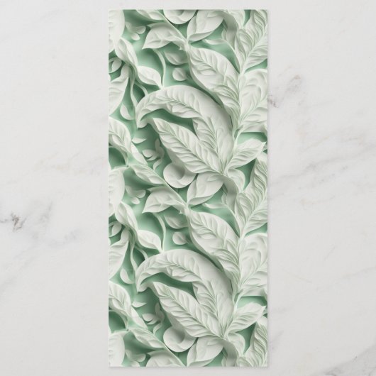 Elegante  witte groene bladkalligrafie menu (Achterkant)