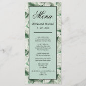 Elegante  witte groene bladkalligrafie menu (Voorkant)