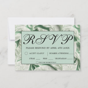 Elegante  witte groene bladkalligrafie RSVP kaartje