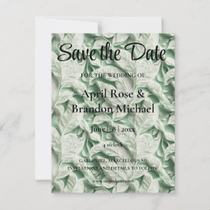 Elegante  witte groene bladkalligrafie save the date