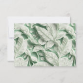 Elegante  witte groene bladkalligrafie save the date (Achterkant)