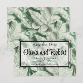 Elegante  witte groene bladkalligrafie save the date (Voorkant / Achterkant)