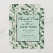 Elegante witte groene bladkalligrafie save the date (Voorkant / Achterkant)