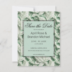 Elegante witte groene bladkalligrafie save the date