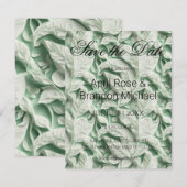 Elegante  witte groene bladkalligrafie save the date (Voorkant / Achterkant)