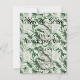Elegante  witte groene bladkalligrafie save the date