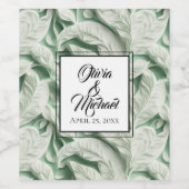 Elegante witte groene bladkalligrafie wijn etiket (Enkel label)