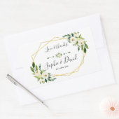 Elegante witte groene bloem gouden lijst bruiloft rechthoekige sticker (Envelop)
