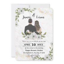 Elegante Witte & Groene Bloemen Waterverf bruiloft