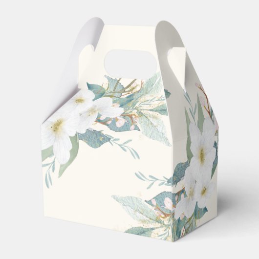 Elegante witte groene bloemenbruiloft bedankdoosjes (Achterkant)