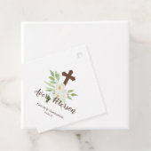 Elegante witte & groene bloemeneerste heilige comm bedankjes labels (In situ)