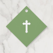 Elegante witte & groene bloemeneerste heilige comm bedankjes labels (Achterkant)