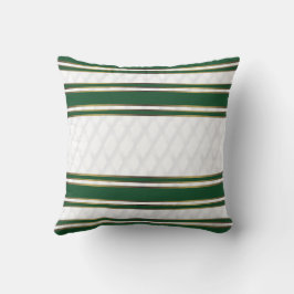Elegante Witte Groene en Gouden Geometrische Strep Kussen