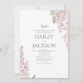 Elegante witte groene roze hyacint bloemige bruilo kaart (Voorkant)