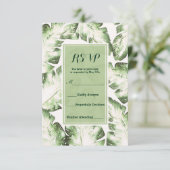Elegante witte groene tropische bladeren RSVP antw (Staand voorkant)