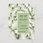Elegante witte groene tropische bladeren RSVP antw (Voorkant / Achterkant)