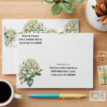 Elegante witte groene waterverf bloemenbruiloft