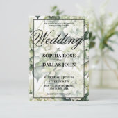 Elegante witte groene waterverf bloemenbruiloft kaart (Staand voorkant)