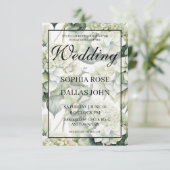 Elegante witte groene waterverf bloemenbruiloft kaart (Staand voorkant)