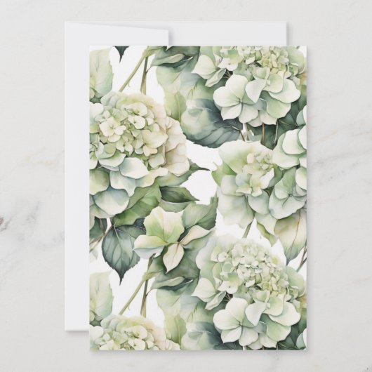 Elegante witte groene waterverf bloemenbruiloft kaart (Achterkant)